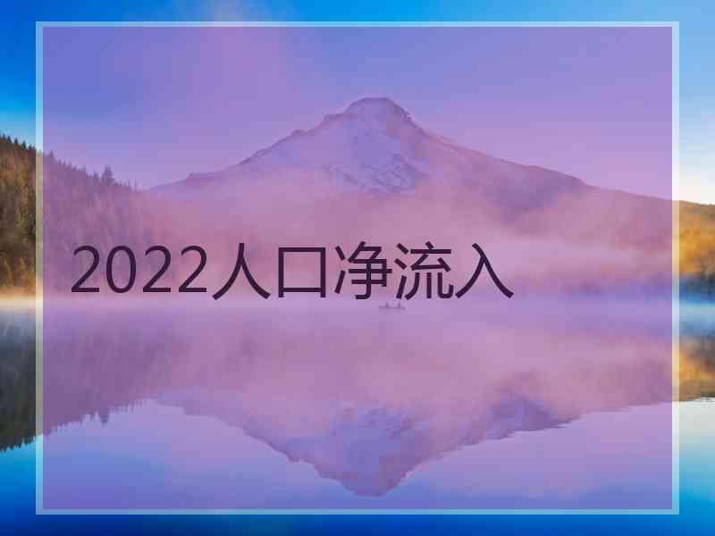 2022人口净流入