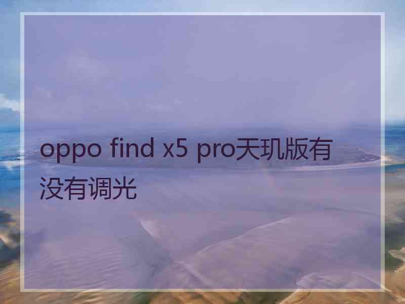 oppo find x5 pro天玑版有没有调光