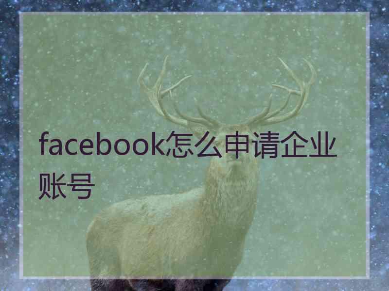 facebook怎么申请企业账号