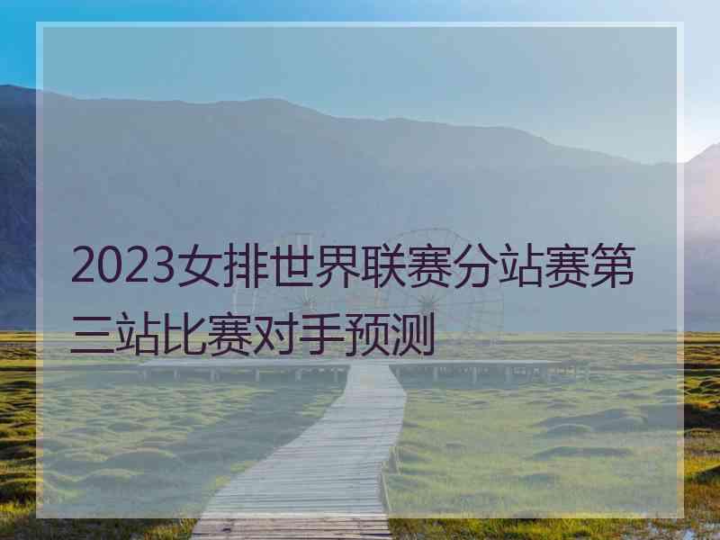 2023女排世界联赛分站赛第三站比赛对手预测