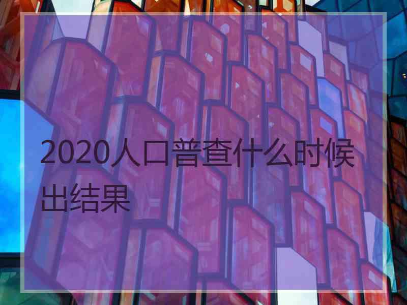 2020人口普查什么时候出结果