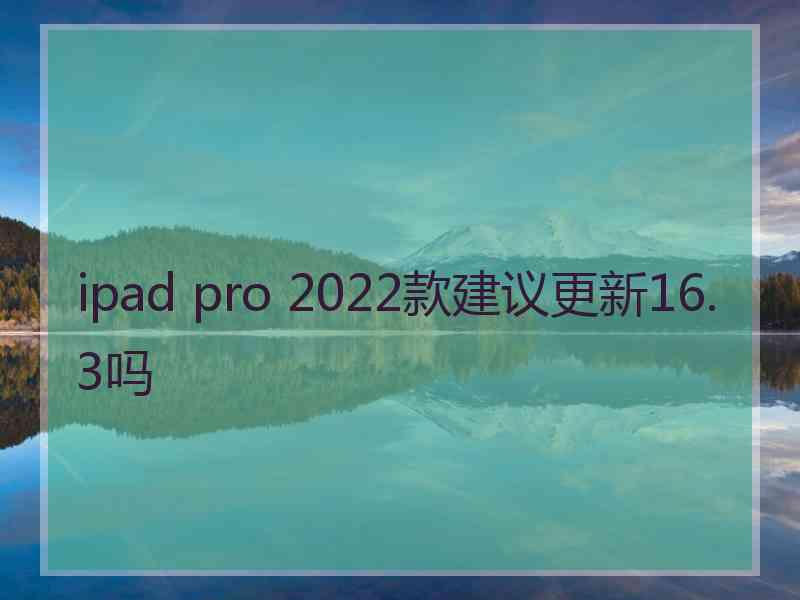 ipad pro 2022款建议更新16.3吗