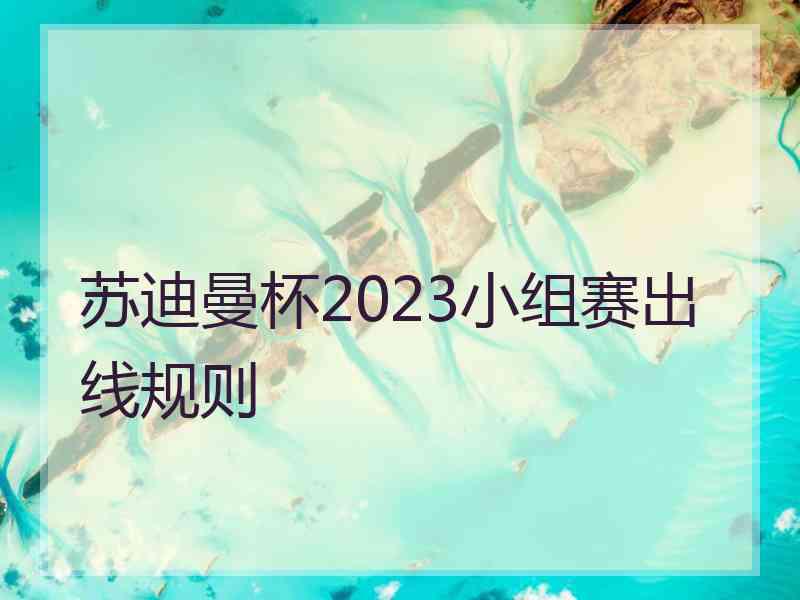 苏迪曼杯2023小组赛出线规则