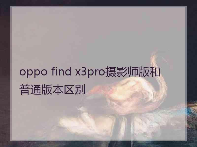 oppo find x3pro摄影师版和普通版本区别