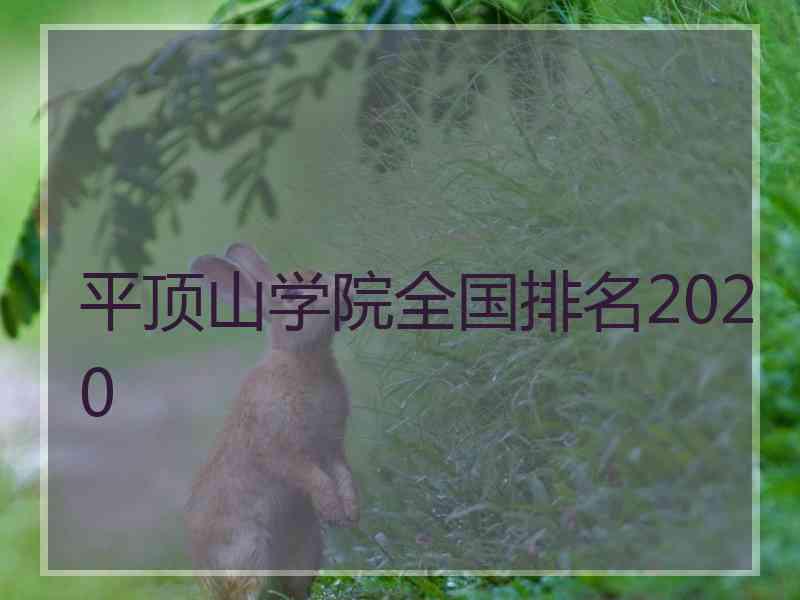 平顶山学院全国排名2020