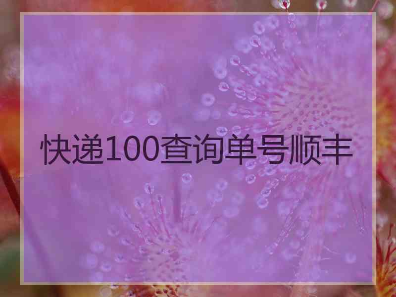 快递100查询单号顺丰