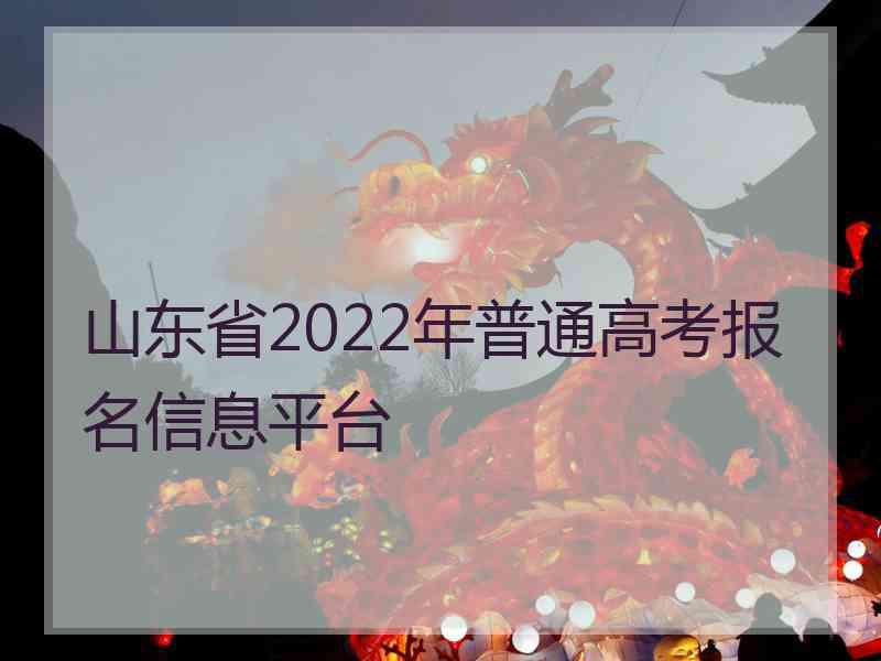 山东省2022年普通高考报名信息平台