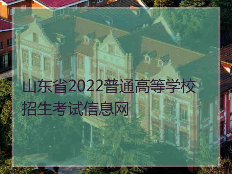 山东省2022普通高等学校招生考试信息网