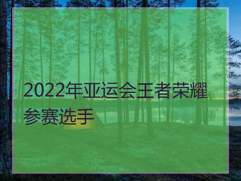 2022年亚运会王者荣耀参赛选手