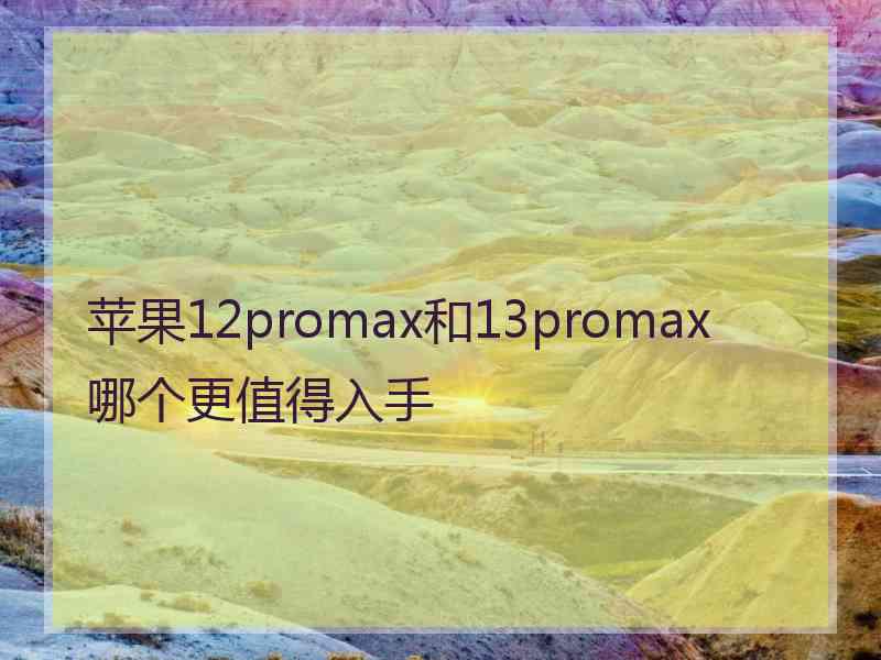 苹果12promax和13promax哪个更值得入手