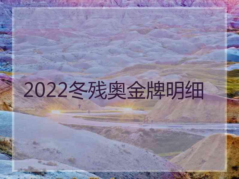 2022冬残奥金牌明细