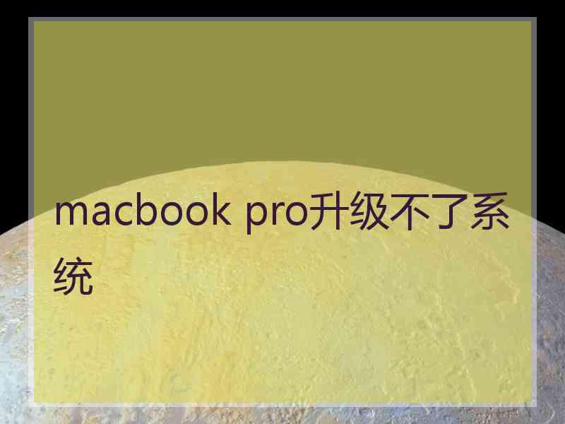 macbook pro升级不了系统