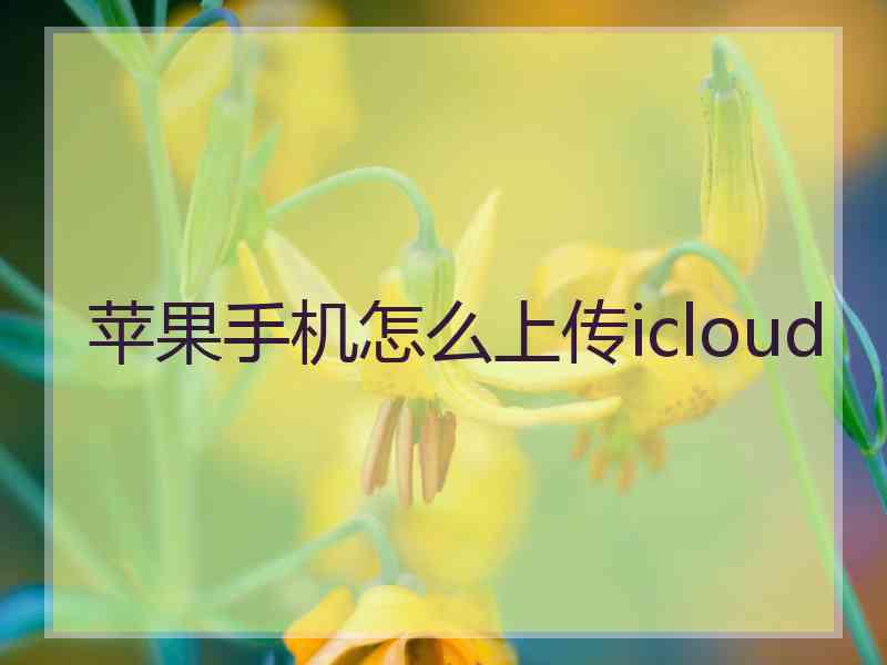 苹果手机怎么上传icloud