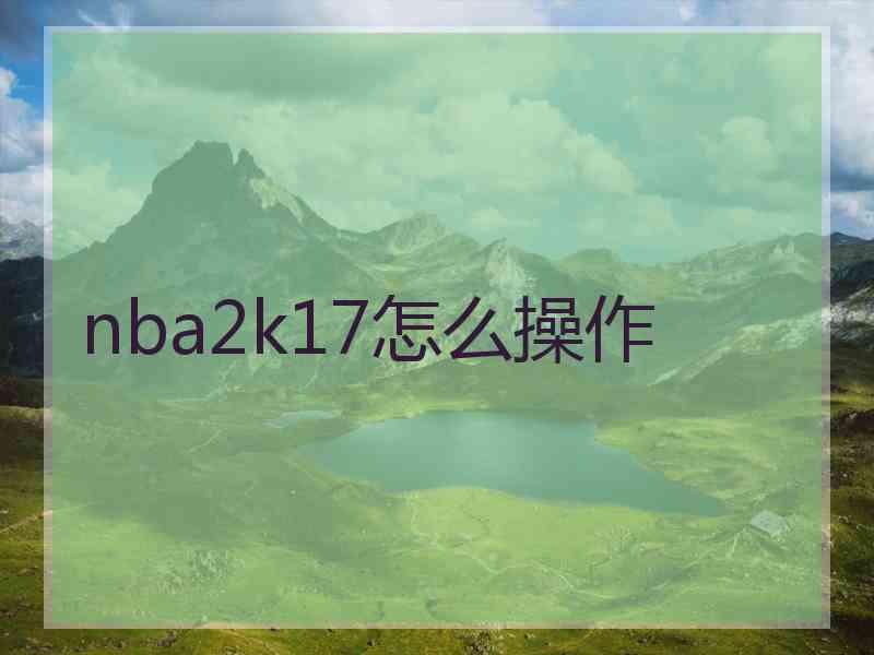 nba2k17怎么操作