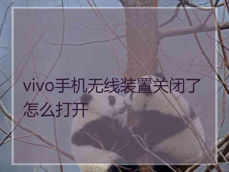 vivo手机无线装置关闭了怎么打开