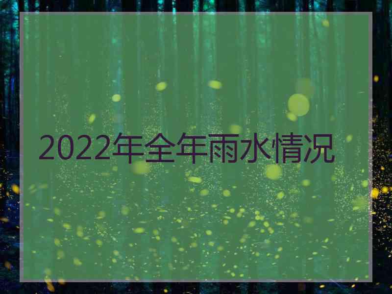 2022年全年雨水情况