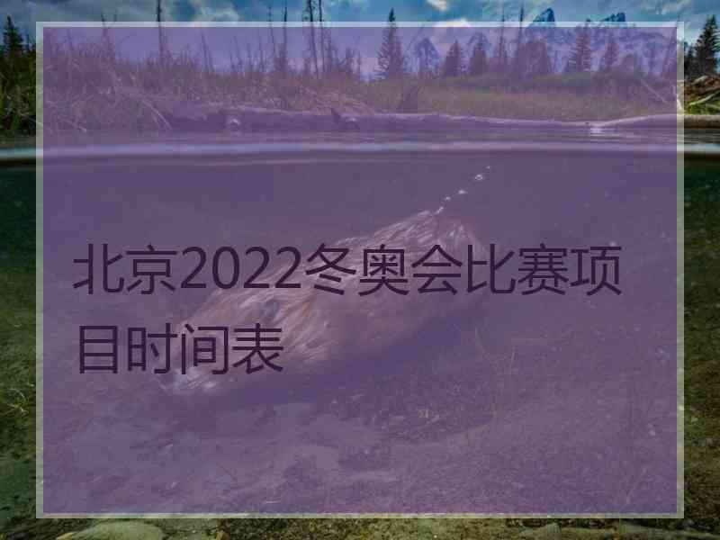 北京2022冬奥会比赛项目时间表