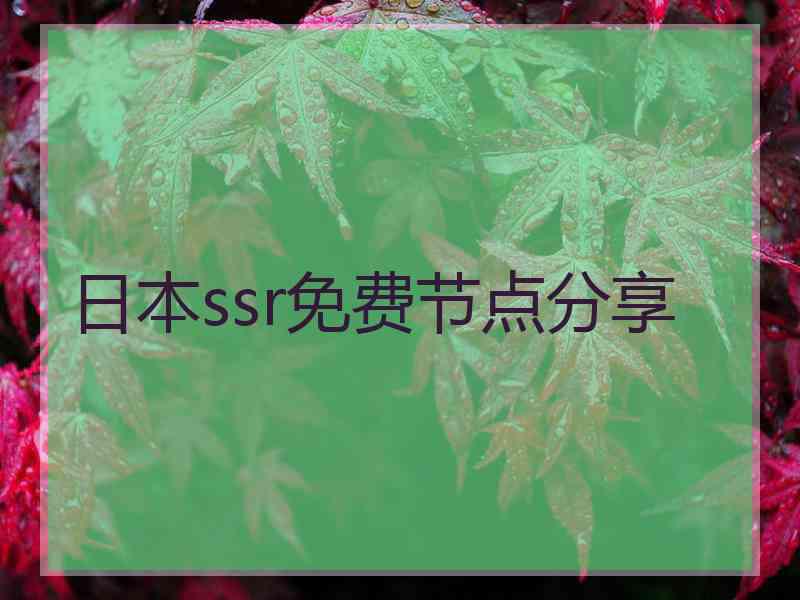 日本ssr免费节点分享