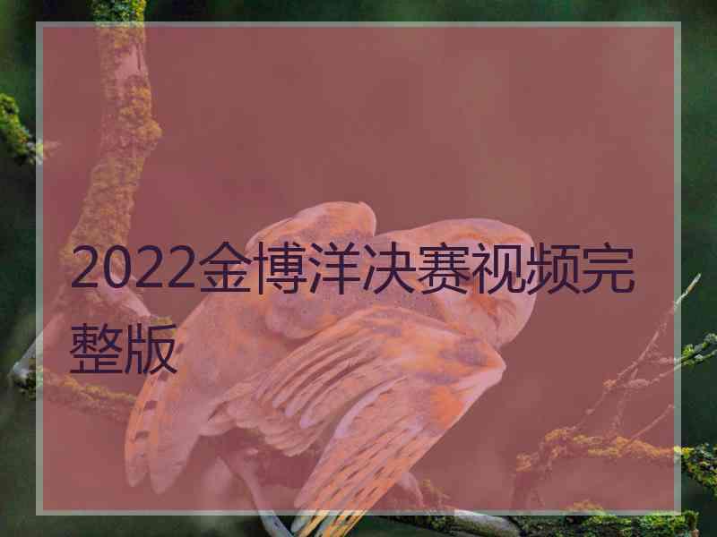 2022金博洋决赛视频完整版