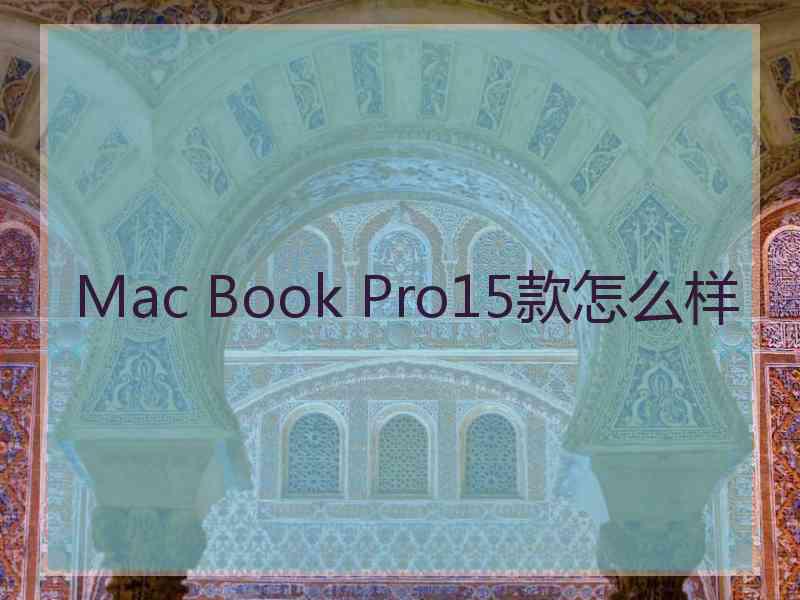 Mac Book Pro15款怎么样