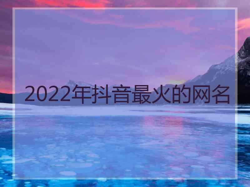 2022年抖音最火的网名