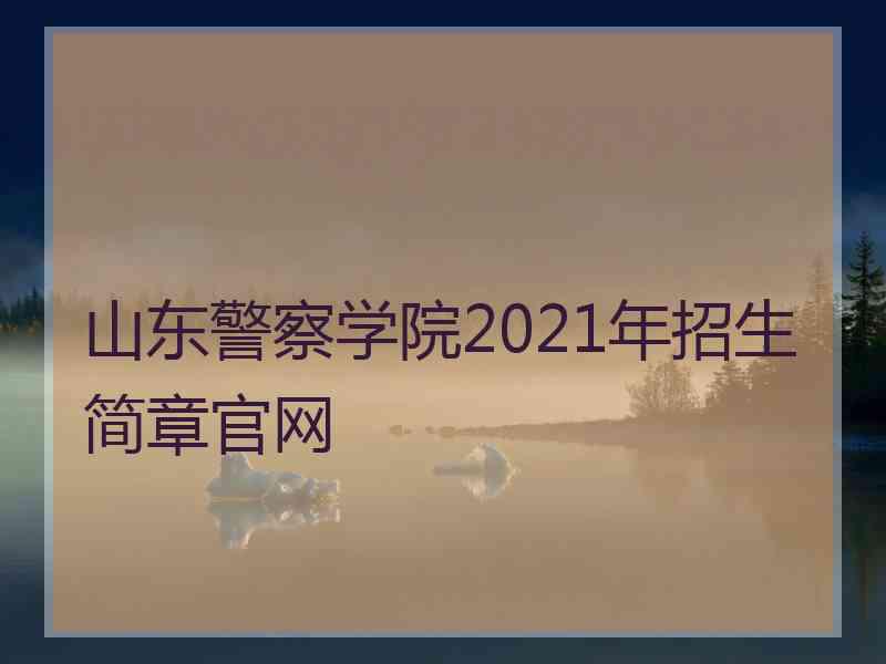 山东警察学院2021年招生简章官网