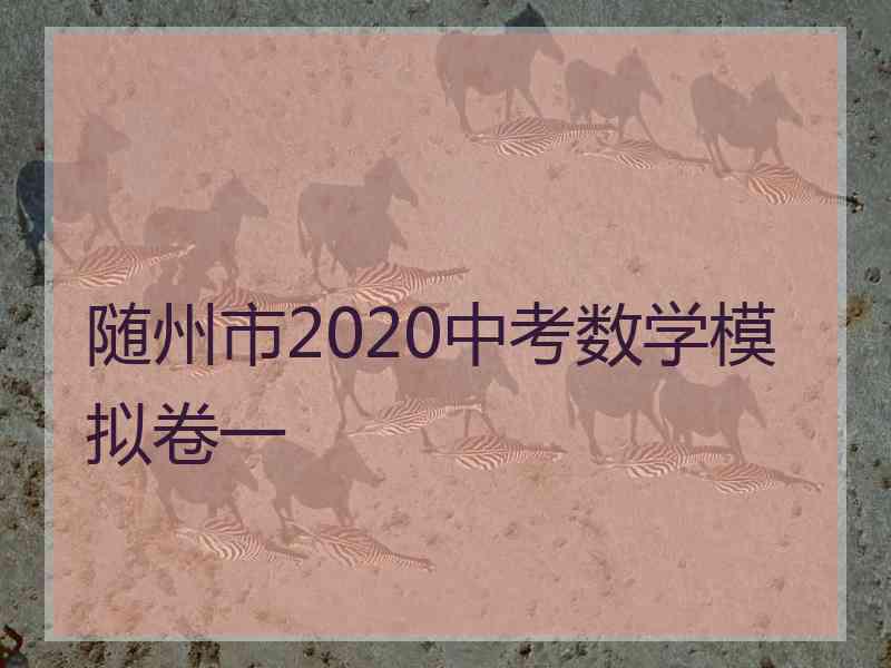 随州市2020中考数学模拟卷一