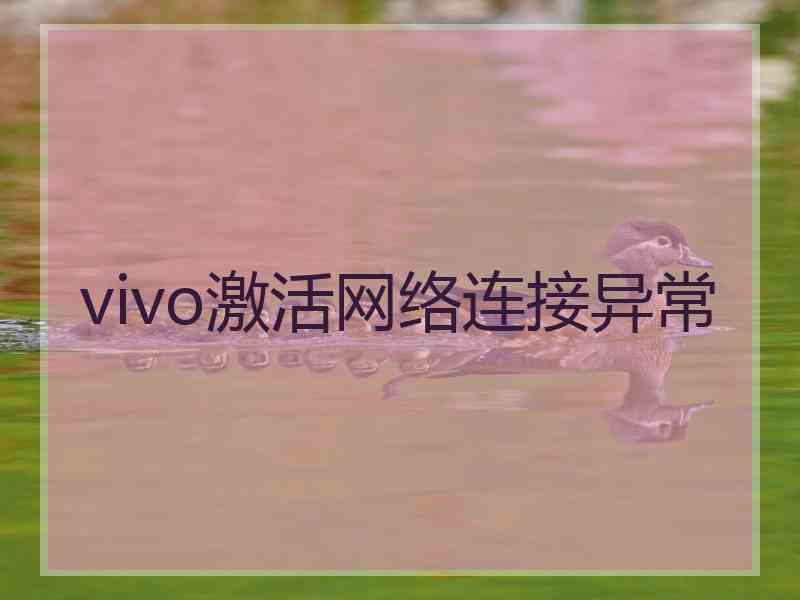 vivo激活网络连接异常