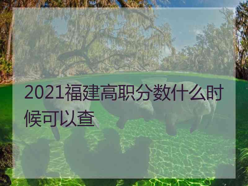 2021福建高职分数什么时候可以查