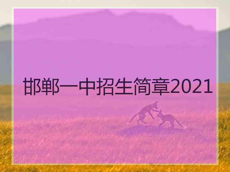 邯郸一中招生简章2021