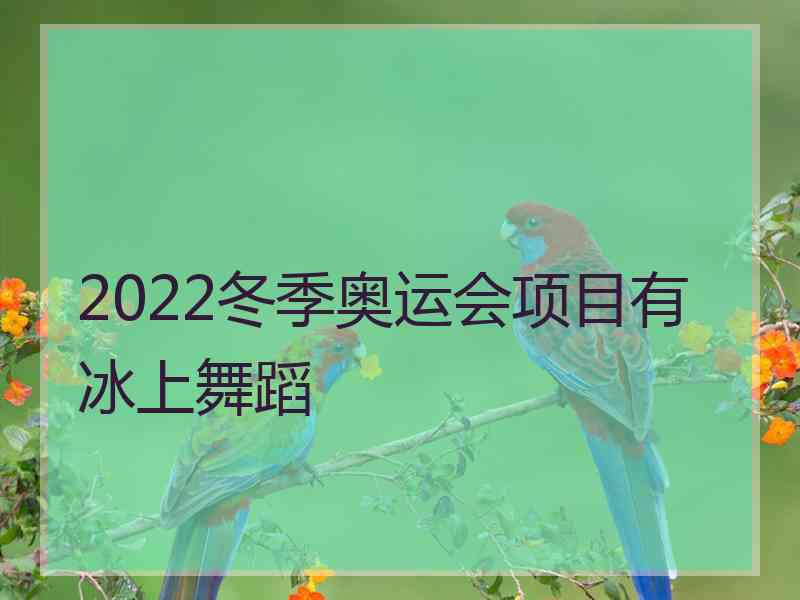 2022冬季奥运会项目有冰上舞蹈