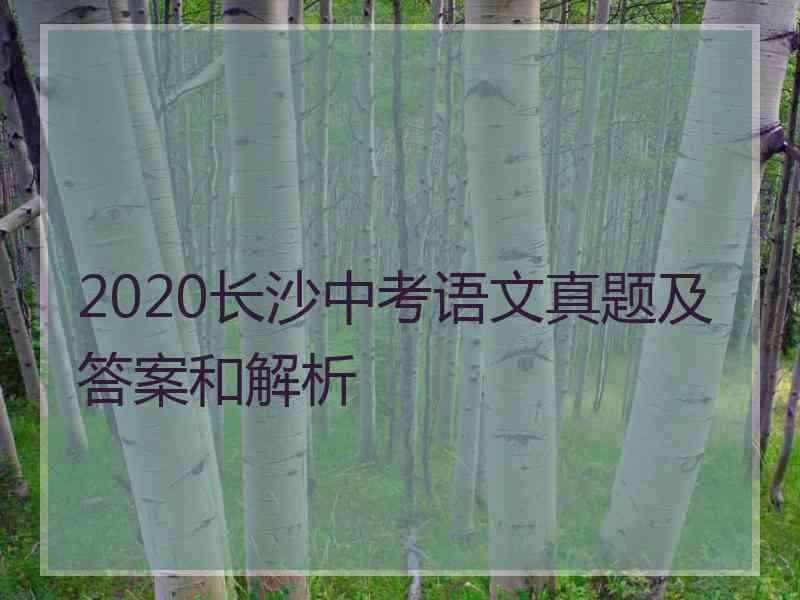 2020长沙中考语文真题及答案和解析