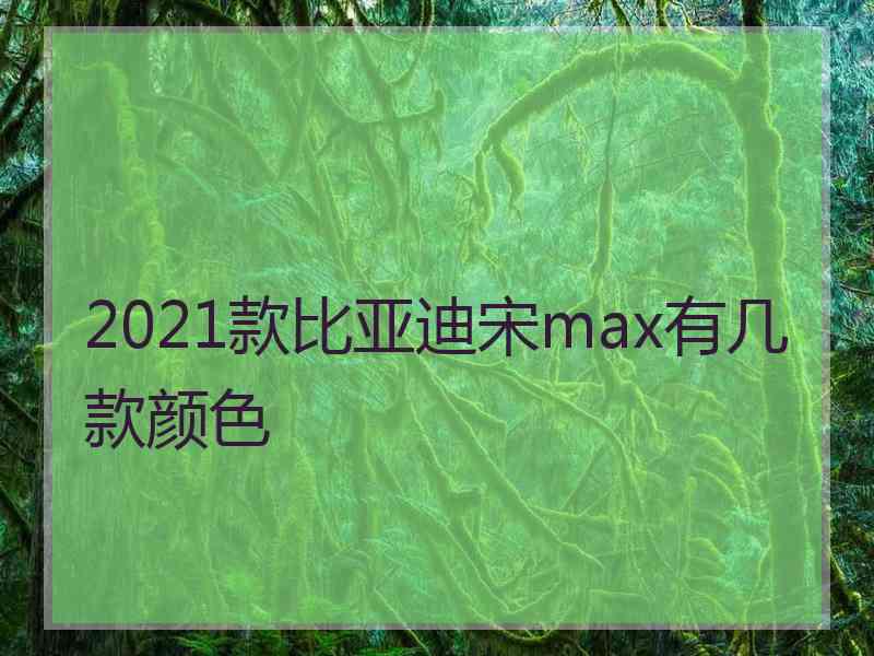 2021款比亚迪宋max有几款颜色