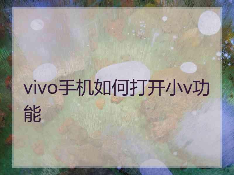 vivo手机如何打开小v功能