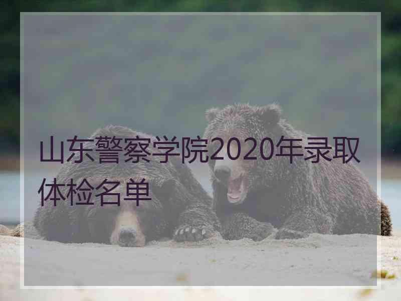 山东警察学院2020年录取体检名单