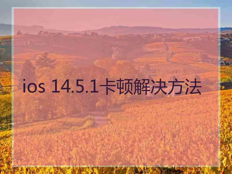 ios 14.5.1卡顿解决方法