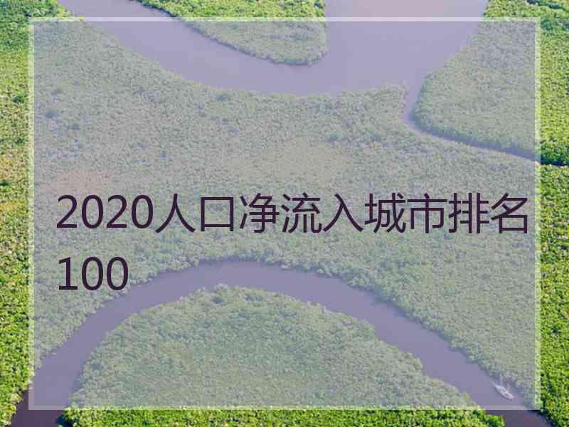 2020人口净流入城市排名100