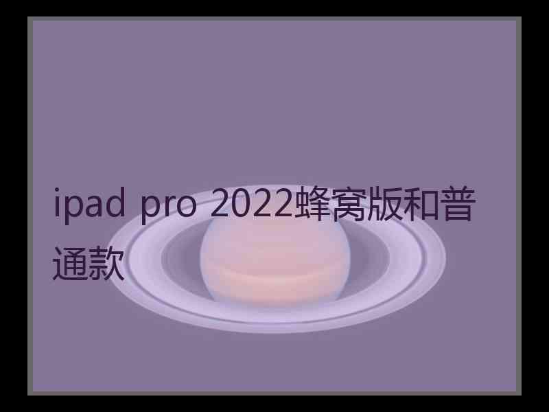 ipad pro 2022蜂窝版和普通款