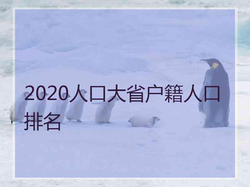 2020人口大省户籍人口排名