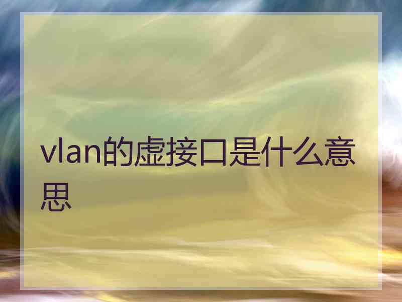 vlan的虚接口是什么意思