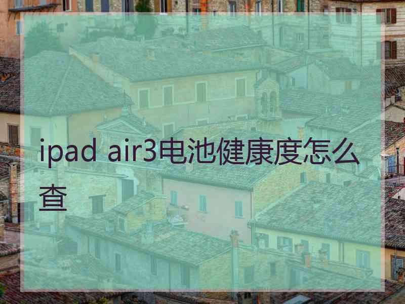 ipad air3电池健康度怎么查