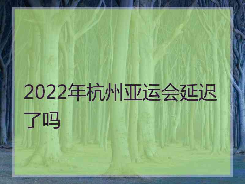 2022年杭州亚运会延迟了吗