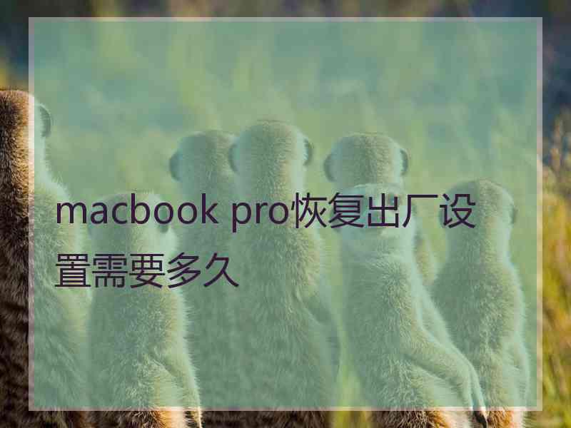 macbook pro恢复出厂设置需要多久