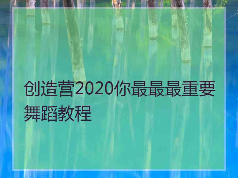 创造营2020你最最最重要舞蹈教程