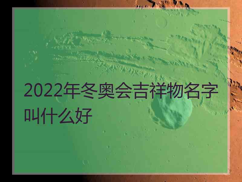 2022年冬奥会吉祥物名字叫什么好