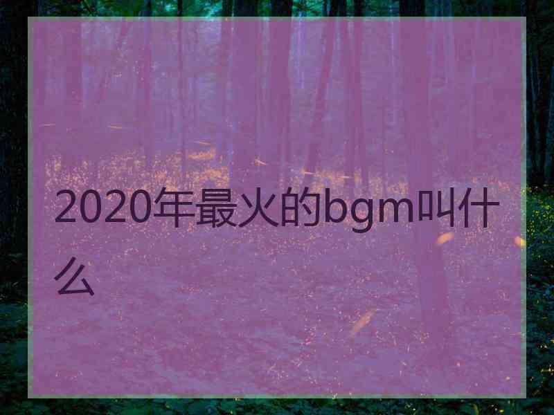 2020年最火的bgm叫什么