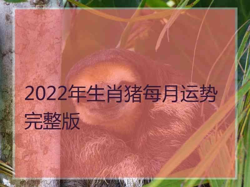 2022年生肖猪每月运势完整版