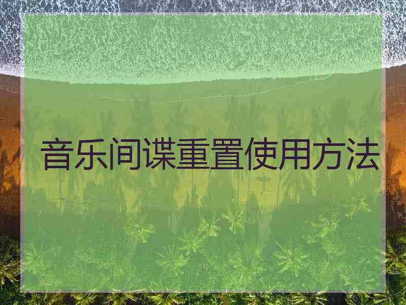 音乐间谍重置使用方法