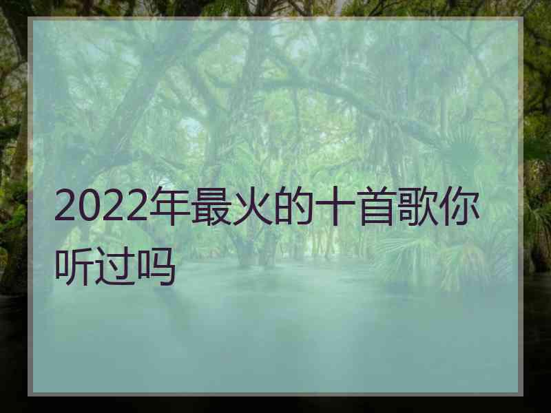 2022年最火的十首歌你听过吗