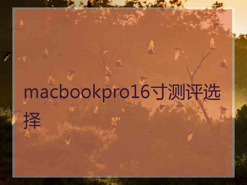 macbookpro16寸测评选择